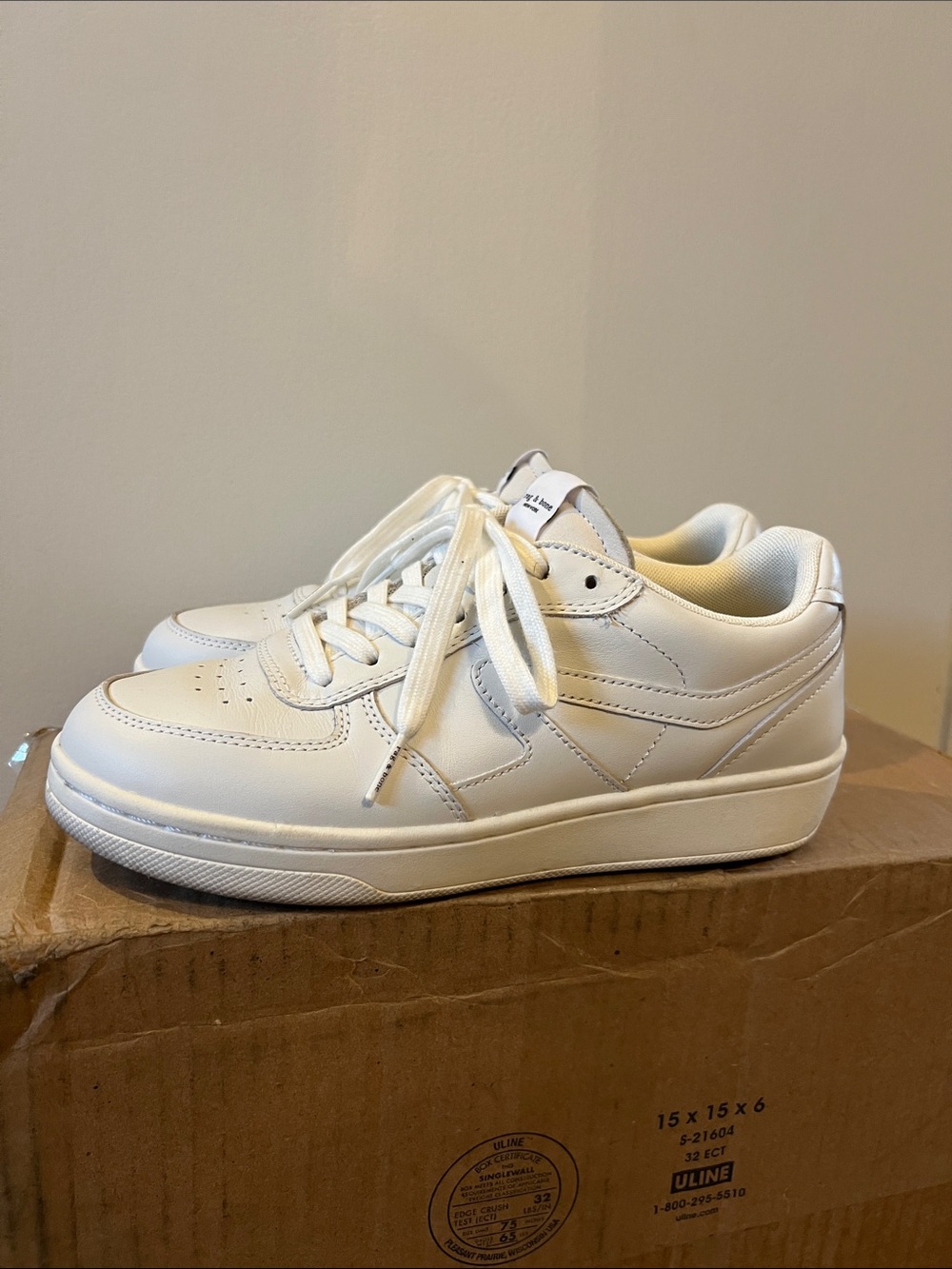 rag & bone Low-Top Leather Sneakers in White - 7.5